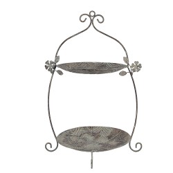 Clayre & Eef Étagère 2 étages 34x32x50 cm Vert Marron Métal