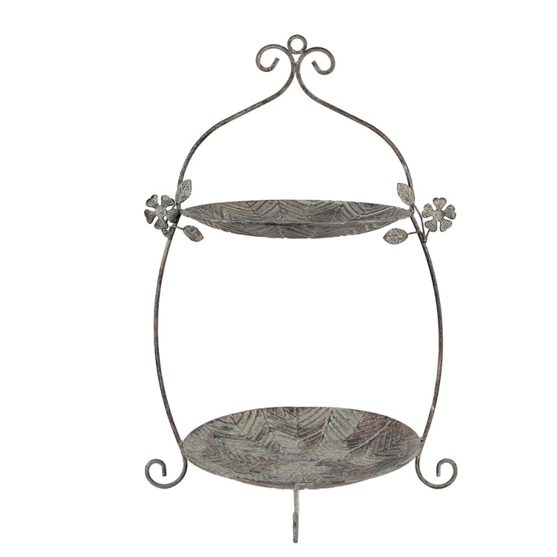 Clayre & Eef Étagère 2 étages 34x32x50 cm Vert Marron Métal