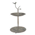 Clayre & Eef Étagère 2 étages Ø 26x48 cm Vert Marron Métal Oiseau