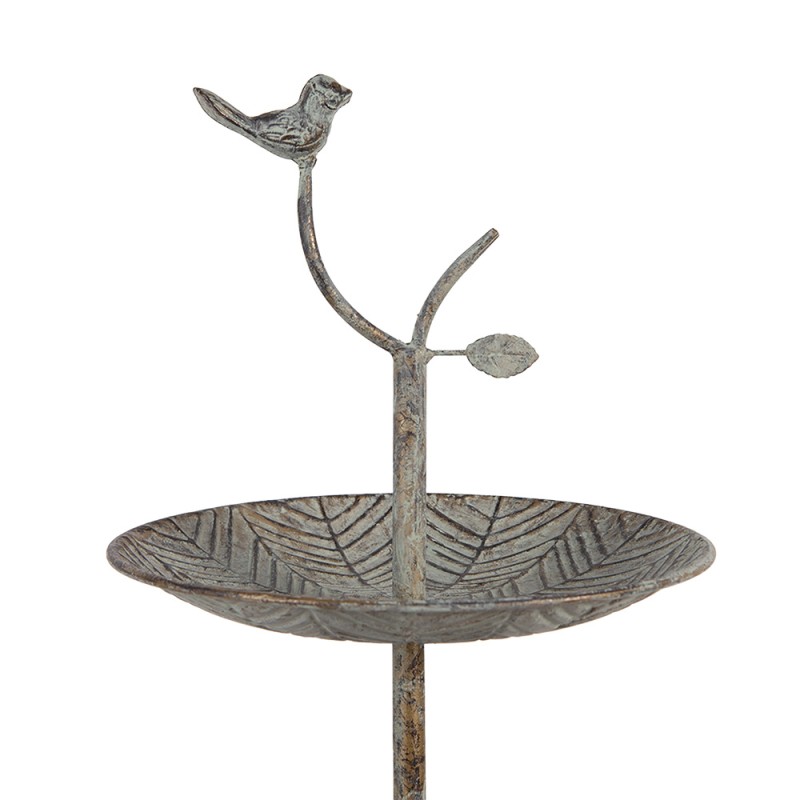 Clayre & Eef Étagère 2 étages Ø 26x48 cm Vert Marron Métal Oiseau