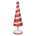 Clayre & Eef Statuetta decorativa di Natale Albero di Natale Ø 12x36 cm Rosso Bianco  Metallo