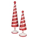 Clayre & Eef Statuetta decorativa di Natale Albero di Natale Ø 12x36 cm Rosso Bianco  Metallo