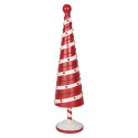 Clayre & Eef Statuetta decorativa di Natale Albero di Natale Ø 13x49 cm Rosso Bianco  Metallo