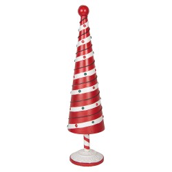 Clayre & Eef Figure de Noël Sapin de Noël Ø 13x49 cm Rouge Blanc Métal