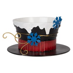Clayre & Eef Figurine décorative Chapeau Ø 22x12 cm Noir Métal