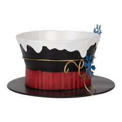 Clayre & Eef Figurine décorative Chapeau Ø 22x12 cm Noir Métal