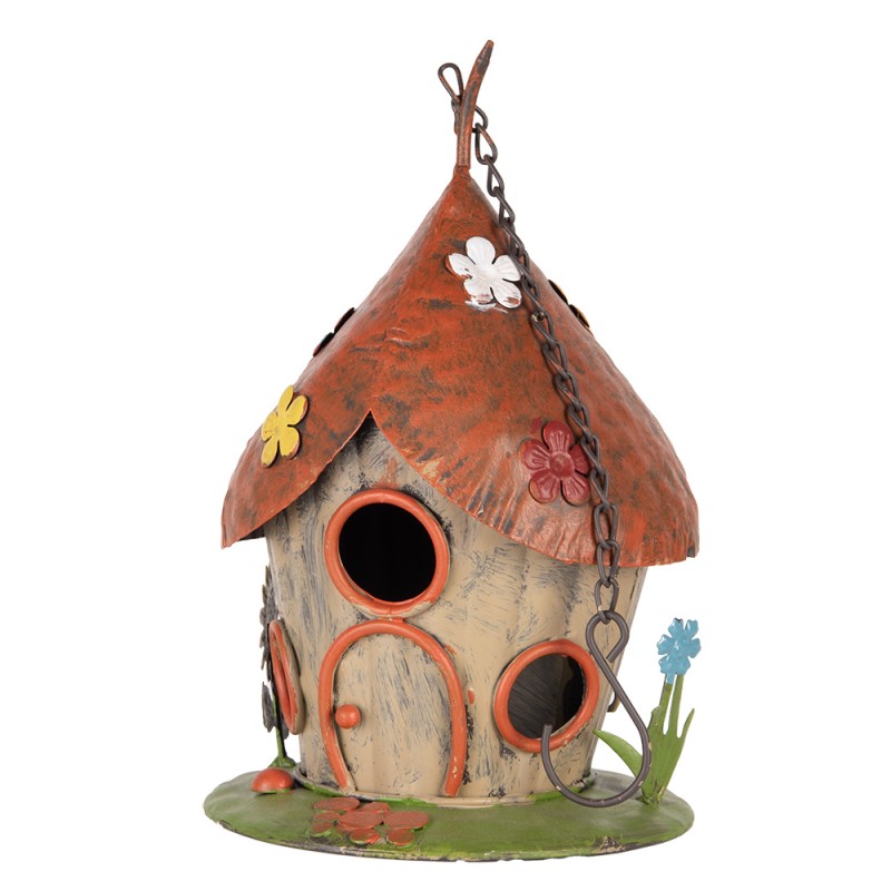 Clayre & Eef Casette per uccelli ø 17x27/54  cm Beige Rosso Metallo