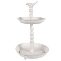 Clayre & Eef 2-Tiered Stand Ø 27x41 cm White Metal Bird