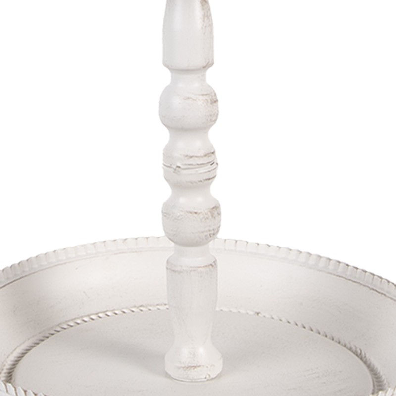 Clayre & Eef 2-Tiered Stand Ø 27x41 cm White Metal Bird