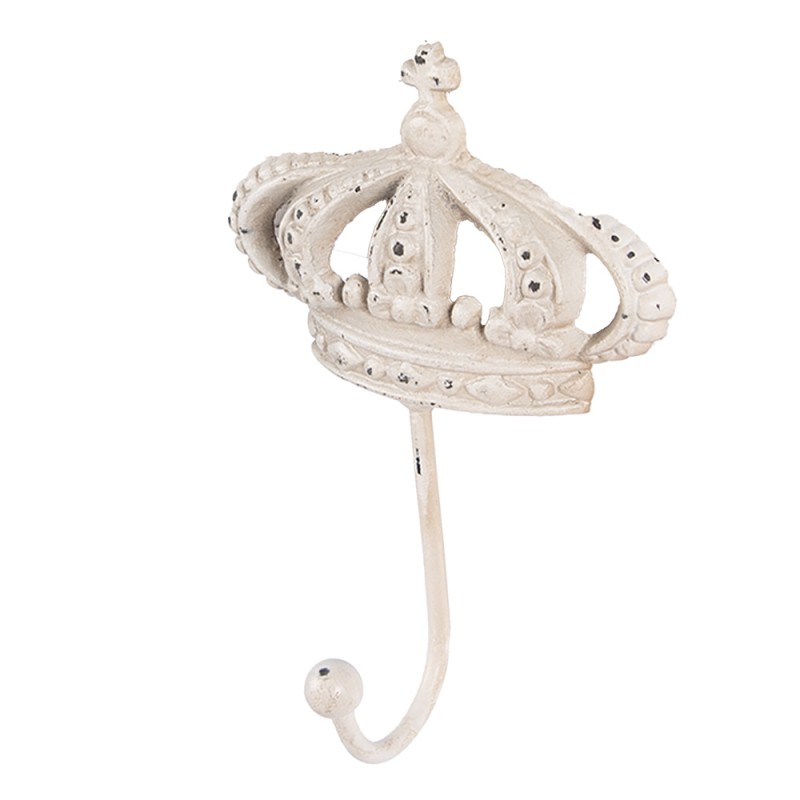 Clayre & Eef Gancio da parete Corona 14x7x19 cm Bianco Metallo