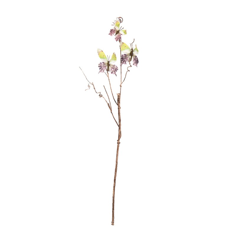 Clayre & Eef Ramo di decorazione 85 cm Verde Metallo Tessuto Farfalle