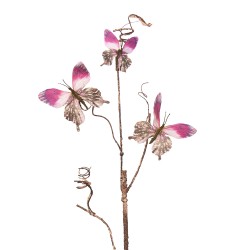 Clayre & Eef Decorative Branch 85 cm Pink Metal Textile Butterflies