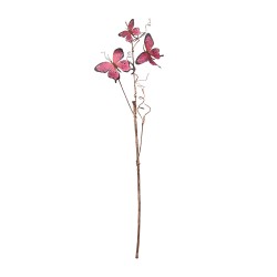 Clayre & Eef Ramo di decorazione 85cm Rosa Metallo Tessuto Farfalle
