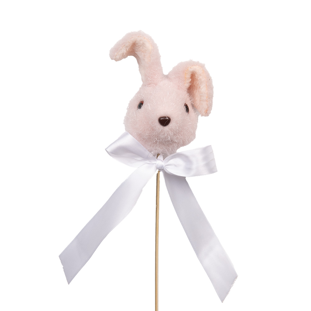 Decoratie Beeld Konijn 7X7X33 Cm Roze Textiel-image