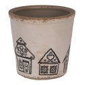 Clayre & Eef Bloempot Ø 17x16 cm Beige Keramiek Gingerbread house