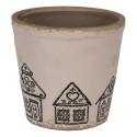 Clayre & Eef Pot de fleurs Ø 15x14 cm Beige Céramique Maison en pain d'épices