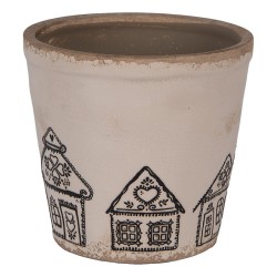 Clayre & Eef Bloempot Ø 15x14 cm Beige Keramiek Gingerbread house