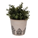 Clayre & Eef Pot de fleurs Ø 15x14 cm Beige Céramique Maison en pain d'épices