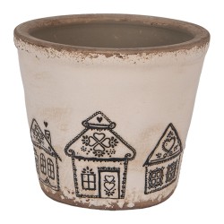 Clayre & Eef Bloempot Ø 12x11 cm Beige Keramiek Gingerbread house
