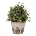 Clayre & Eef Pot de fleurs Ø 12x11 cm Beige Céramique Maison en pain d'épices