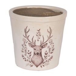 Clayre & Eef Bloempot Ø 17x16 cm Beige Keramiek Hert