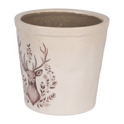 Clayre & Eef Bloempot Ø 17x16 cm Beige Keramiek Hert