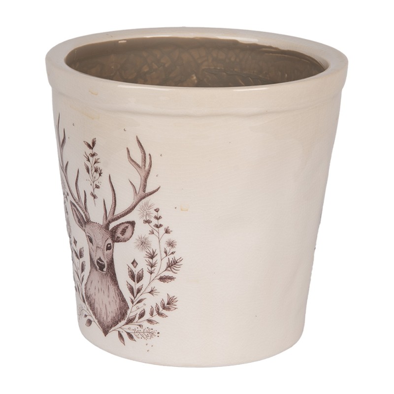 Clayre & Eef Fioriera Ø 17x16 cm Beige Ceramica Cervo