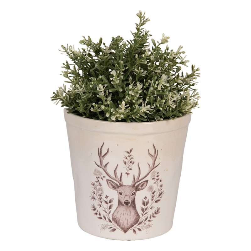 Clayre & Eef Fioriera Ø 17x16 cm Beige Ceramica Cervo