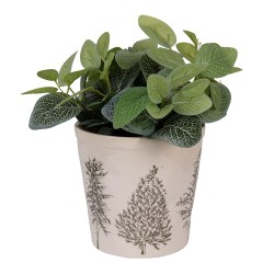 Clayre & Eef Pot de fleurs Ø 17x16 cm Beige Vert Céramique Sapins