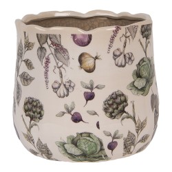 Clayre & Eef Pot de fleurs Ø 18x16 cm Beige Céramique Légumes
