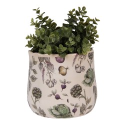 Clayre & Eef Pot de fleurs Ø 18x16 cm Beige Céramique Légumes