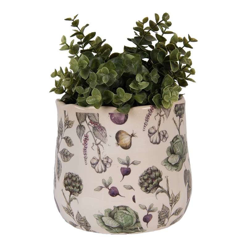 Clayre & Eef Fioriera Ø 18x16 cm Beige Ceramica Verdure