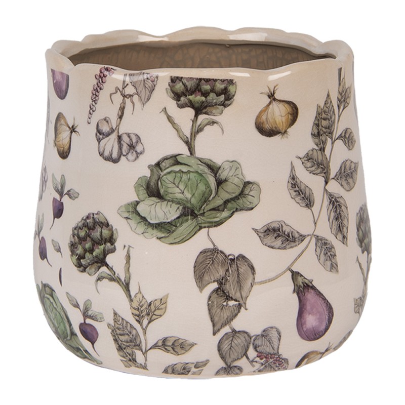 Clayre & Eef Fioriera Ø 18x16 cm Beige Ceramica Verdure