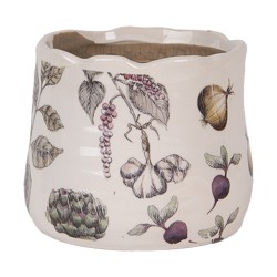 Clayre & Eef Fioriera Ø 11x10 cm Beige Ceramica Verdure