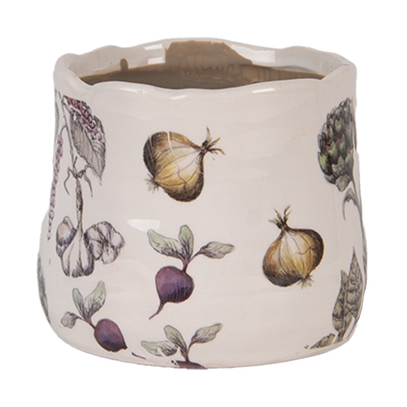 Clayre & Eef Pot de fleurs Ø 11x10 cm Beige Céramique Légumes