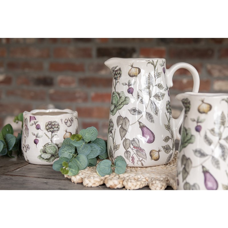 Clayre & Eef Pot de fleurs Ø 11x10 cm Beige Céramique Légumes