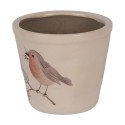Clayre & Eef Pot de fleurs Ø 12x11 cm Beige Céramique Oiseau