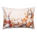 Clayre & Eef Housse de coussin 35x50 cm Beige Polyester Rectangle Lapins