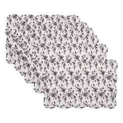 Clayre & Eef Placemats Set van 6 48x32 cm Wit Polyester Bloemen
