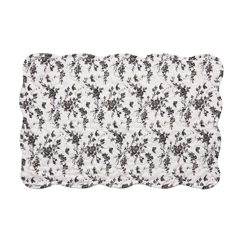 Clayre & Eef Tischsets 6er Set 48x32 cm Weiß Polyester Blumen