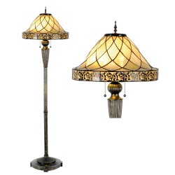 LumiLamp Tiffany Stehlampe Ø 46x168 cm  Beige Glas Dreieck