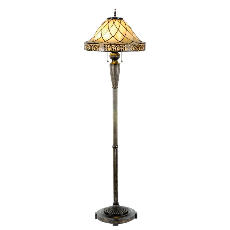 Lumilamp Lampadaire Tiffany Ø 46x168 cm Beige Verre Triangle