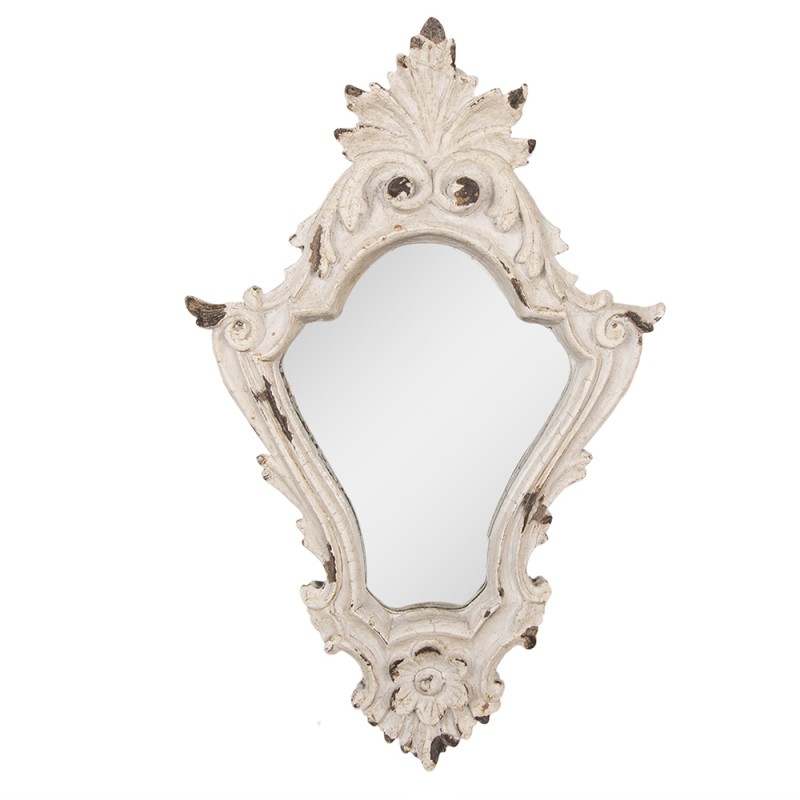 Clayre & Eef Miroir 27x5x42 cm Blanc Plastique Verre