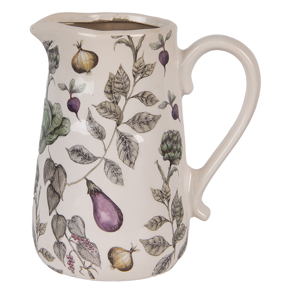 Clayre & Eef Decoratie Kan 21x15x23 cm Beige Keramiek Groenten afbeelding