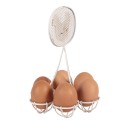 Clayre & Eef Suport d'oeufs Ø 15x22 cm Blanc Métal Poulet