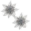 Clayre & Eef Kersthanger Set van 2 Kerstster 15 cm Zilverkleurig Kunststof