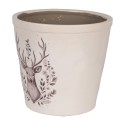 Clayre & Eef Blumentopf Ø 21x20 cm Beige Keramik Hirsch
