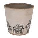 Clayre & Eef Blumentopf Ø 21x20 cm Beige Keramik Lebkuchenhaus