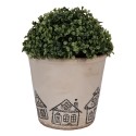 Clayre & Eef Blumentopf Ø 21x20 cm Beige Keramik Lebkuchenhaus