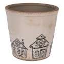 Clayre & Eef Blumentopf Ø 21x20 cm Beige Keramik Lebkuchenhaus